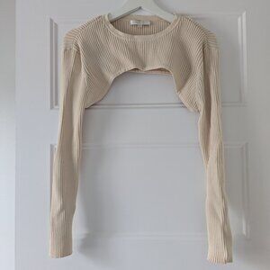 WAYF Ribbed Shrug Sweater Cream Large